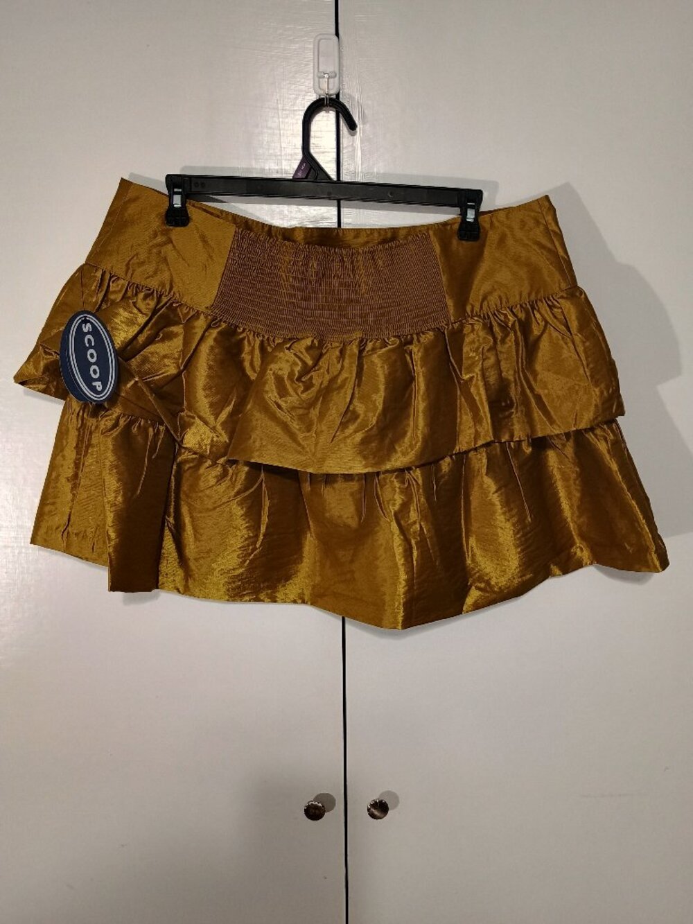 Scoop Olive Dust Tiered Ruffle Mini Skirt Women’s XXL 20 Plus Size NWT - Picture 3 of 7